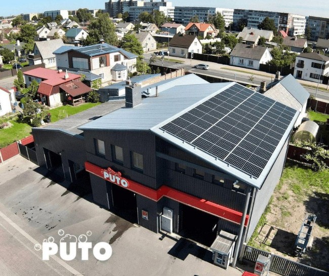 PUTO car wash with solar panels - one of 33 locations in Latvia.