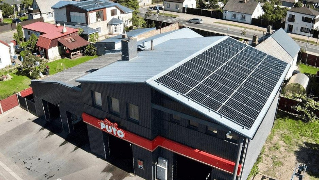 PUTO car wash with solar panels - one of 33 locations in Latvia.